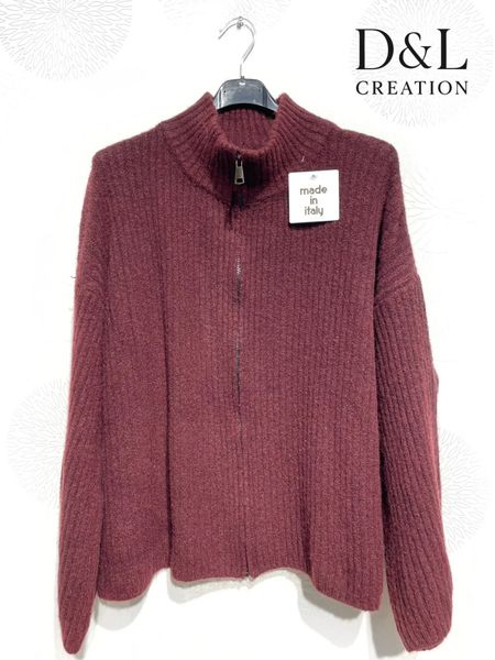 EIRA ZIP KNIT CARDIGAN (ssh80055 ) - burgundy