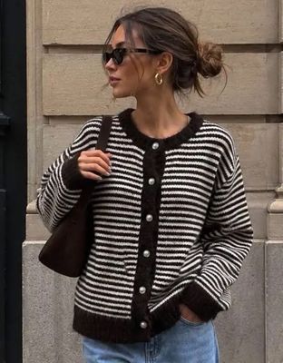 Hovedbilde Elodie Striped Cardigan (1195-2099) - Brown - ca. ...