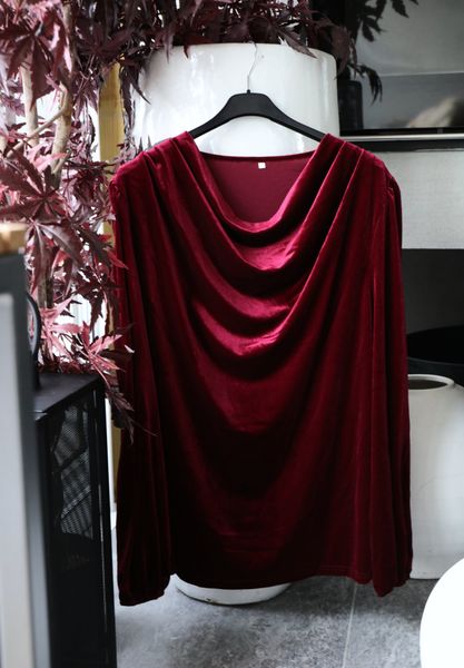 Velvet Drape Blouse - Bordeaux 