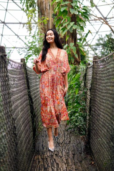LUNA kaftan tie dress (39214) - BC - korall