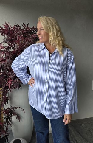 Hovedbilde Rimone shirt LIN ( 30110367 ) - hvit/bl&aring; stripet