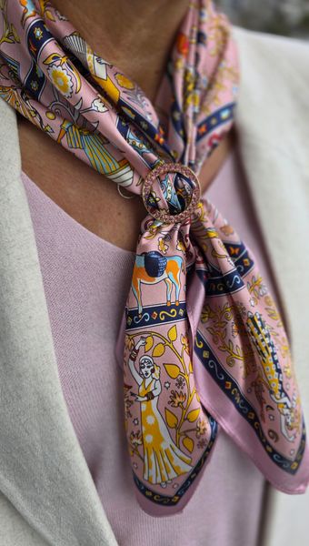 ISADORA SILK SCARF ( 18234 ) – PINK, BLUE & GOLD