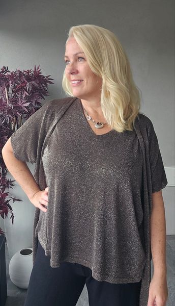 SOLENA LUREX CARDIGAN ( dp13034 ) - chocolate