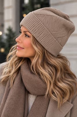 Hovedbilde ESSENZA YVA BEANIE (100 % Cashmere) – Taupe