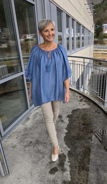 MATERA BLOUSE ( ezm25302 )  – JEANS BLUE