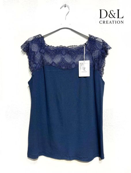 FEMME LACE TOP (BSQ6290)&nbsp;- navy blue