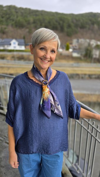 ISADORA SILK SCARF ( 19307 ) – BLUE , GREY & YELLOW