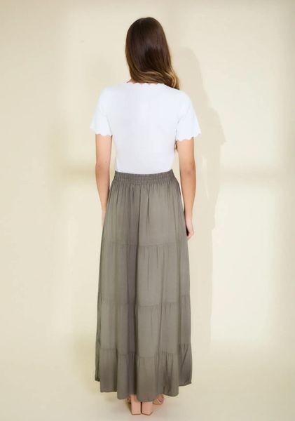 BELLE MAXI SKIRT (RF173) - Kaki/Green - ca 25. august levering