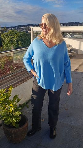 Hovedbilde TESSA V-NECK KNIT ( ny8213 ) - sky blue