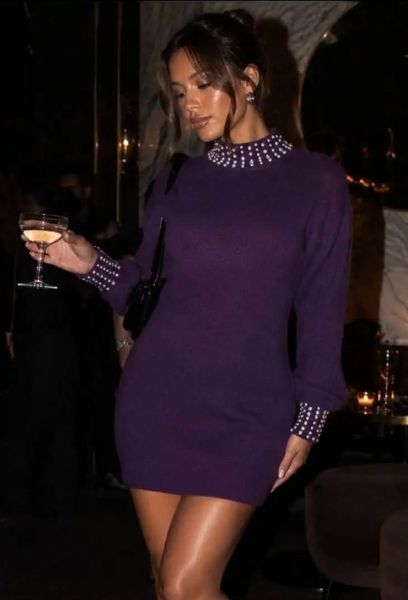Pearl Knit Dress - Purple - (2357-3433/2013) - LEVERING CA. 20 august