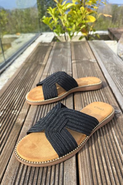 EXE SANDALS ( ZF1982-F5 ) - EMBROIDERY BLACK