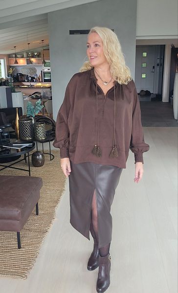 ROMY FAUX LEATHER SKIRT - brown - levering ca.15 oktober