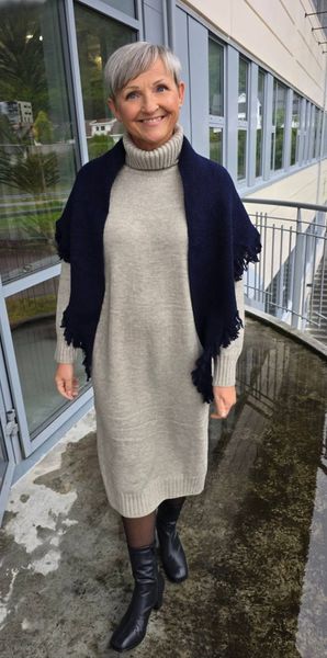 Mirelle Fringe Scarf (F51-C) - Navy
