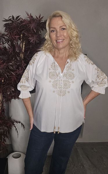 LULU TOPP - hvit med gull -