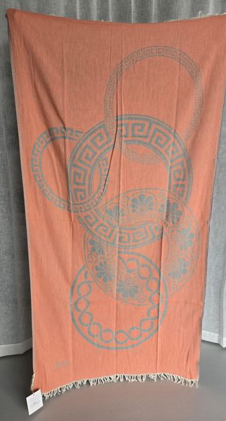 BEACH TOWEL OLYMPIA (  25084 )-CORAL & EUCALYPTUS