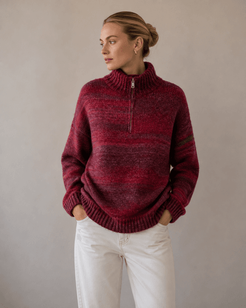 VILDA ZIP KNIT (RM6002) ONE SIZE - Dark Red  - ca 25. august levering