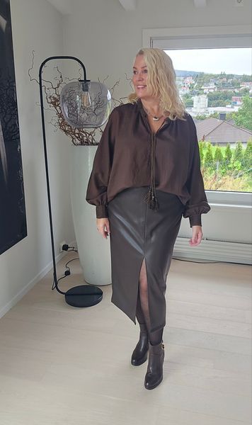 ROMY FAUX LEATHER SKIRT - brown - levering ca.15 oktober
