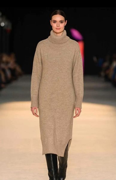 MIRA KNIT DRESS - Khaki - (6001-2012) - LEVERING CA. 20 august