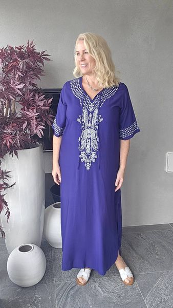 PIENZA KAFTAN - navy blue w /white