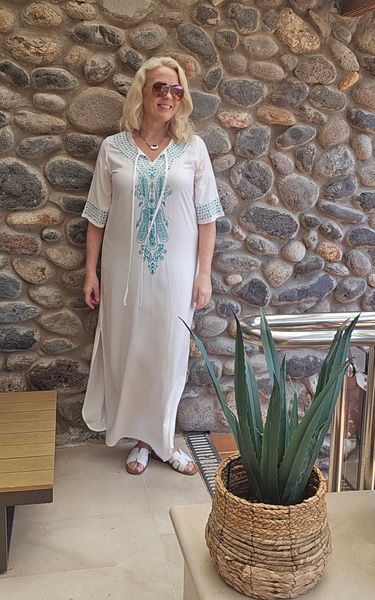 PIENZA KAFTAN - white w/green